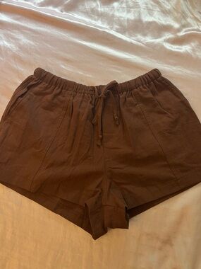 SHEIN Brown High-Waist Drawstring Women’s Shorts